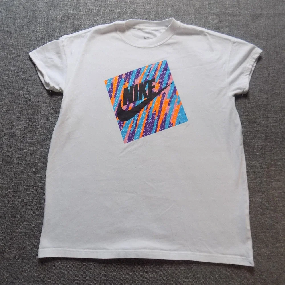 Nike Graphic T-Shirt Mens Medium White Good Crazy Wild Primitive Quote Tee